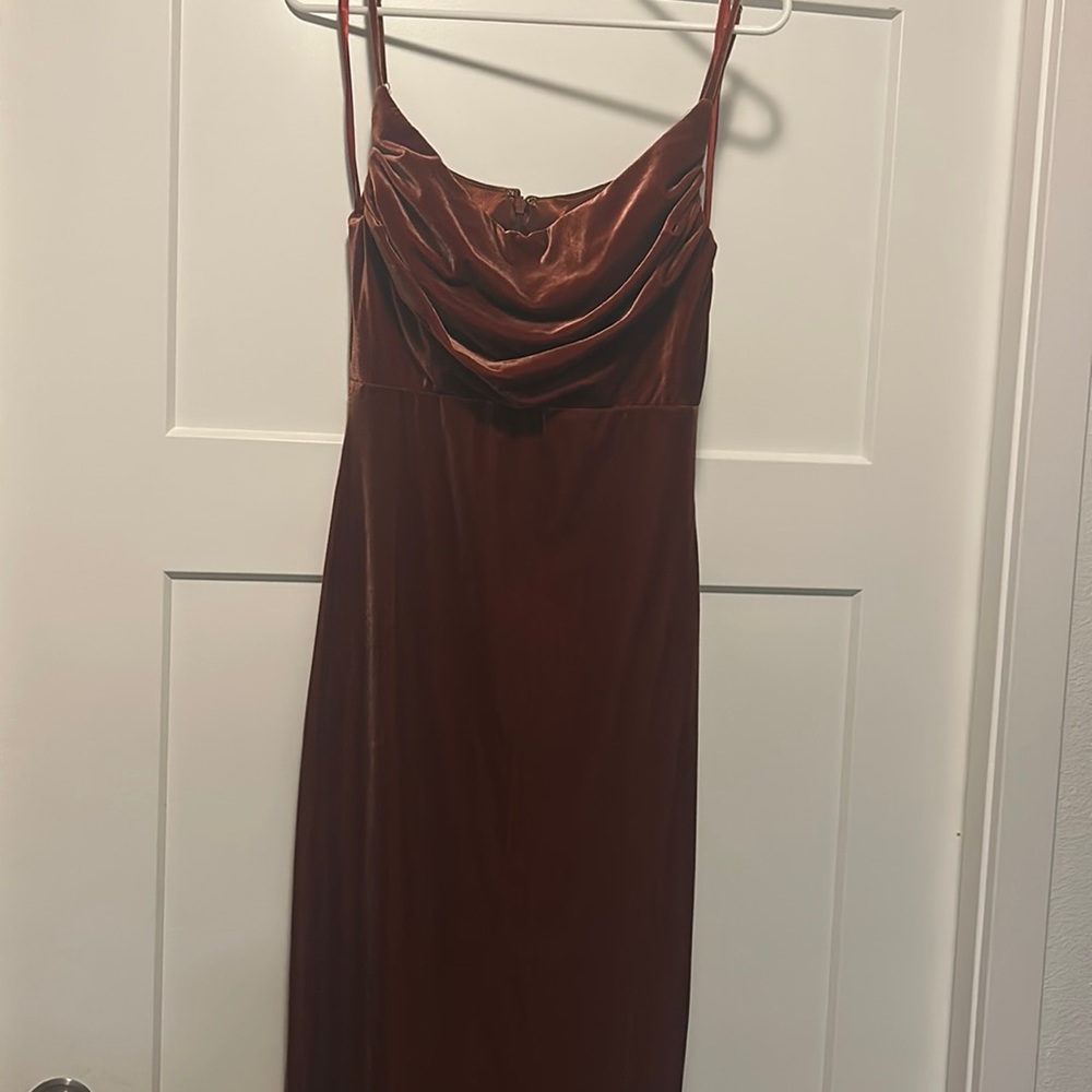 Terracotta Velvet Bridesmaids Dress